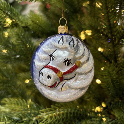 Ёлочное украшение Лошадка 90 мм., синий, стекло, Ёлочка (С1151/3)