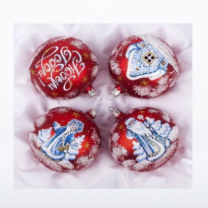 Набор стеклянных шаров Любимый праздник 4 шт., 85 мм., Ёлочка (С1788)