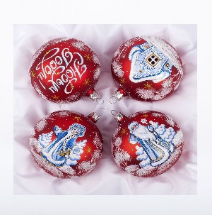 Набор стеклянных шаров Любимый праздник 4 шт., 85 мм., Ёлочка (С1788)