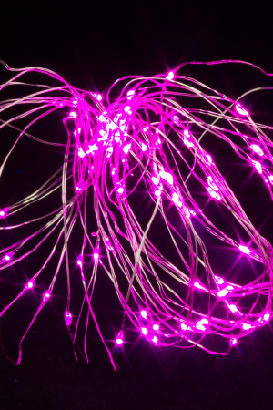 Светодиодная нить Роса 10 м., 100 розовых LED ламп, прозрачный провод, Winner (P.01.4T.100-)