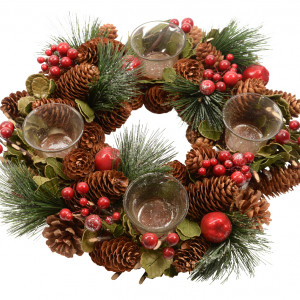 Настольая композиция - подсвечник Сладкие зимние ягоды 33 см., Kaemingk (621689)