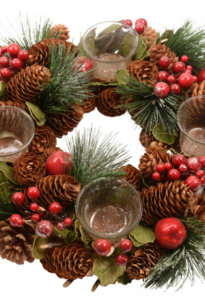 Настольая композиция - подсвечник Сладкие зимние ягоды 33 см., Kaemingk (621689)