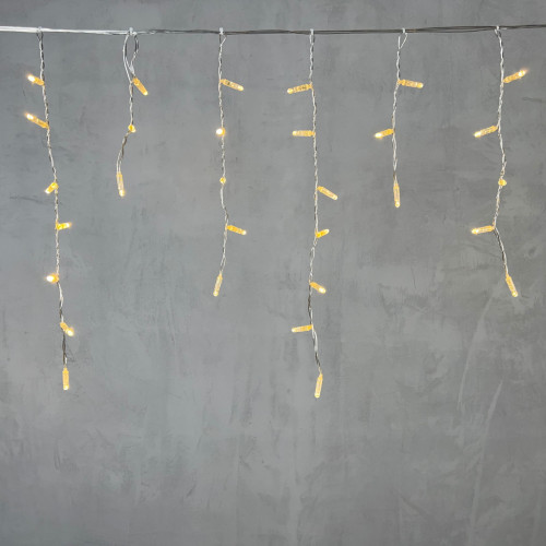  Светодиодная бахрома с колпачком 4,9 x 0,5 м тепло-белая 220В, 200 LED, провод прозрачный ПВХ, IP65 (PIL200CAP-10-2WW) 