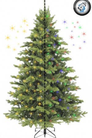 Елка Шервуд Премиум 215 см. с фонариками, 288 LED ламп (мультиколор\шампань), литая хвоя+пвх, Triumph Tree (73937)