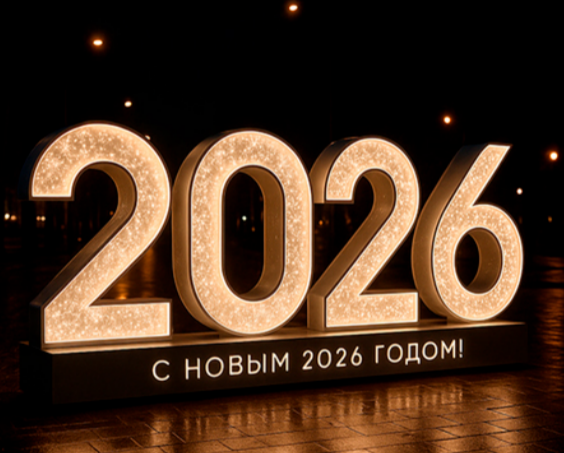 Светодиодные цифры "С Новым 2026 годом" 200 см., Сад Радости (SR020)