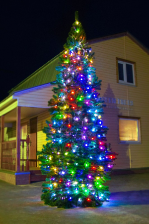 Комплект освещения Цветной каскад для елей высотой 12 м., 2880 разноцветных LED., 288 м., шаг 35 см., Green Trees (Kaskad12)