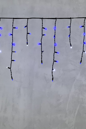 Светодиодная бахрома с колпачком 3,1*0,5 м., 120 синих LED ламп, мерцание, каучуковый черный провод, LTC (LL120BLW-1-2B)