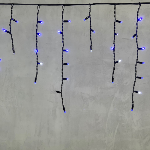 Светодиодная бахрома с колпачком 3,1*0,5 м., 120 синих LED ламп, мерцание, каучуковый черный провод, LTC (LL120BLW-1-2B)