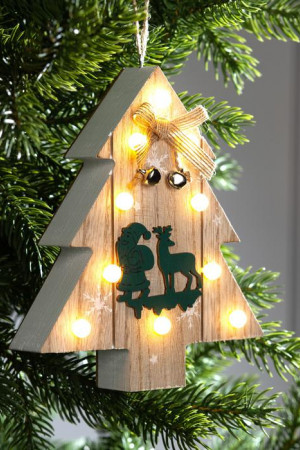 Ёлочная игрушка Ёлочка 3*14 см., от батареек, свечение тёплое белое, Luazon Lighting (6117370)