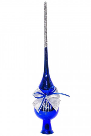 С281/2  Елочная макушка Лучик, стекло, синий,  Ёлочка