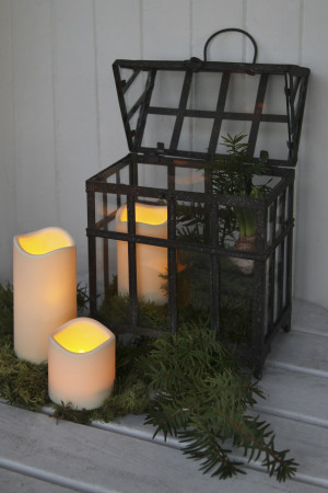 Свеча LED PAUL Plastic 7,5х7,5 см., бежевый, на батарейках, с таймером, Star Trading (067-27)