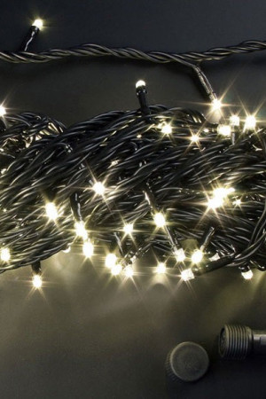 Светодиодная нить с контроллером 20 м., 220V, 200 теплых белых LED ламп, черный ПВХ провод, Rich LED (RL-T20C2-B/WW)