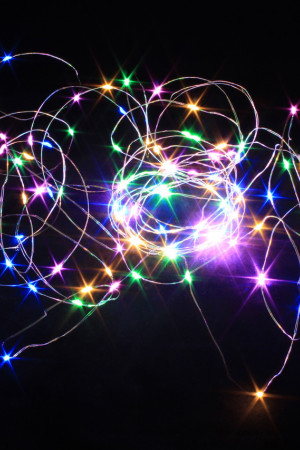 Светодиодная нить Роса 5 м., 50 разноцветных LED ламп, прозрачный провод, Winner (m.01.4T.50-)