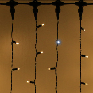 Светодиодный занавес 1000 теплых белых LED ламп, 2*6 м., мерцание, черный провод ПВХ, Teamprof (TPF-C2*6F-CB/WW)