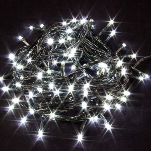 Светодиодная нить 7 м., 220V, 100 холодных белых LED ламп, контроллер, черный провод, Winner Light (w.01.5B.100-)