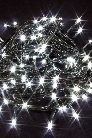 Светодиодная нить 7 м., 220V, 100 холодных белых LED ламп, контроллер, черный провод, Winner Light (w.01.5B.100-)