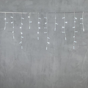  Светодиодная бахрома с колпачком 4,9 x 0,5 м белая 220В, 200 LED, провод прозрачный ПВХ, IP65 (PIL200CAP-10-2W)