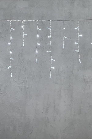  Светодиодная бахрома с колпачком 4,9 x 0,5 м белая 220В, 200 LED, провод прозрачный ПВХ, IP65 (PIL200CAP-10-2W)