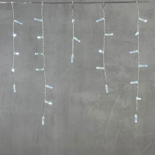  Светодиодная бахрома с колпачком 4,9 x 0,5 м белая 220В, 200 LED, провод прозрачный ПВХ, IP65 (PIL200CAP-10-2W)