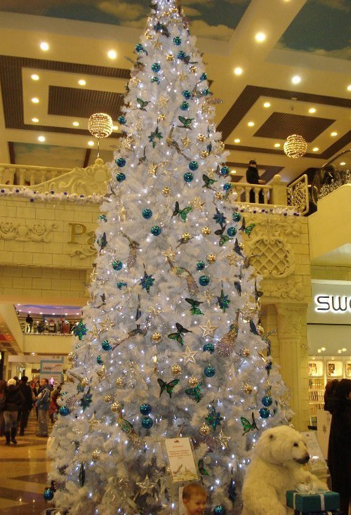 Интерьерная искусственная елка Рублевская белая 4 м., ствольная, ПВХ, Green Trees  (GT4RUPVCW)