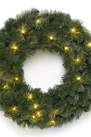 Рождественский венок Звездный 60 см. 30 теплых-белых LED ламп, ПВХ, ЕлкиТорг (52093)