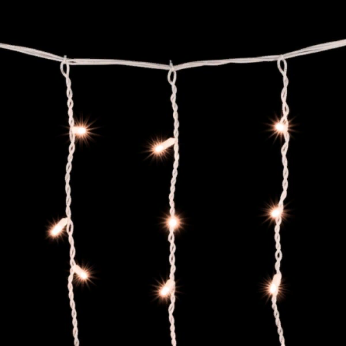 Светодиодная бахрома с колпачком 3,2*0,9 м., 168 экстра теплых белых LED ламп, каучуковый белый провод, LTC (LL168-8-2EWW)