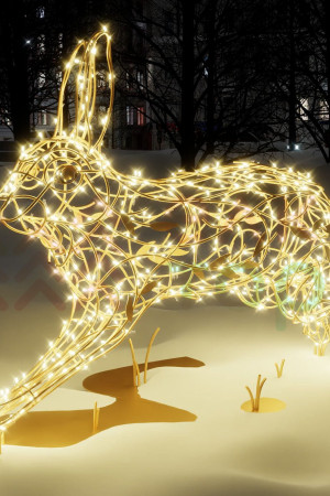 Светодиодная фигура Заяц золотой Premium 0,93 м., Conso (OL330)