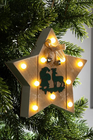 Ёлочная игрушка Звезда 3*16 см., от батареек, свечение тёплое белое, Luazon Lighting (6117371)