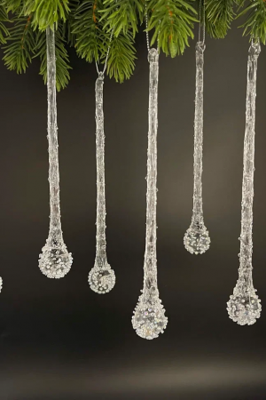 Набор сосулек Горный хрусталь 18 см.,  6 шт., стекло, Christmas DeLuxe (88718)