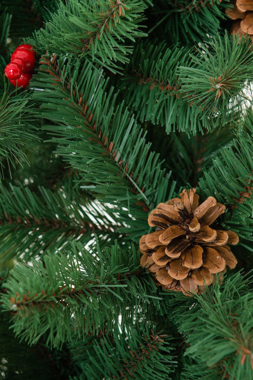 Искусственная елка Новогодняя сказка с шишками и ягодами 240 см., мягкая хвоя, ЕлкиТорг (15240)