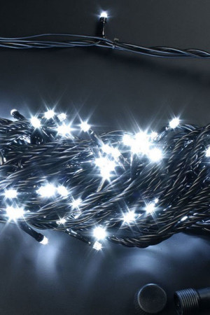 Светодиодная нить с контроллером 20 м., 220V, 200 холодных белых LED ламп, черный ПВХ провод, Rich LED (RL-T20C2-B/W)