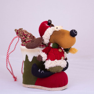 Новогодне украшение &quot;Лось&quot; на сапожке, войлок h-27 см. (ADA1320009C)