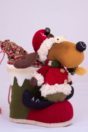 Новогодне украшение &quot;Лось&quot; на сапожке, войлок h-27 см. (ADA1320009C)