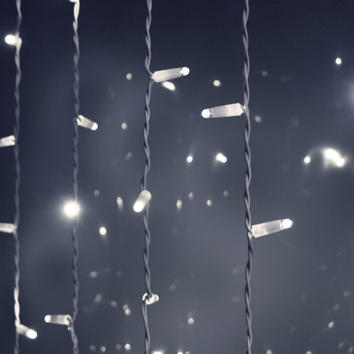 Светодиодный занавес 1000 холодных белых LED ламп, 2*6 м., статика, белый провод ПВХ, Teamprof (TPF-C2*6-CW/W)