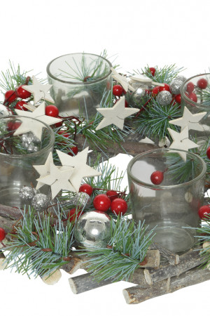 Настольная композиция - подсвечник Рождественский мотив 22*8 см., Kaemingk (720050)