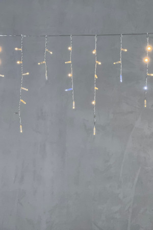 Светодиодная бахрома с колпачком 3,1*0,5 м., 120 теплых белых LED ламп, мерцание, прозрачный провод ПВХ, IP65, LTC (PIL120BLWCAP-10-2WW)