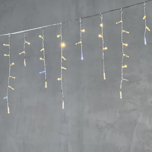 Светодиодная бахрома с колпачком 3,1*0,5 м., 120 теплых белых LED ламп, мерцание, прозрачный провод ПВХ, IP65, LTC (PIL120BLWCAP-10-2WW)