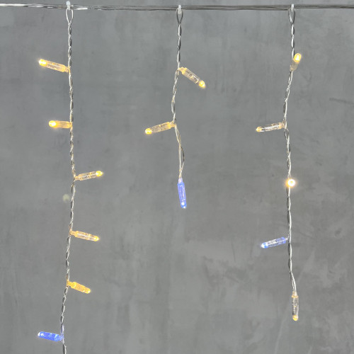 Светодиодная бахрома с колпачком 3,1*0,5 м., 120 теплых белых LED ламп, мерцание, прозрачный провод ПВХ, IP65, LTC (PIL120BLWCAP-10-2WW)