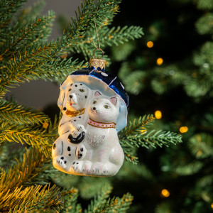 Елочное украшение Собака и Кот, стекло, 12 см., 1 шт., Витус (А274)