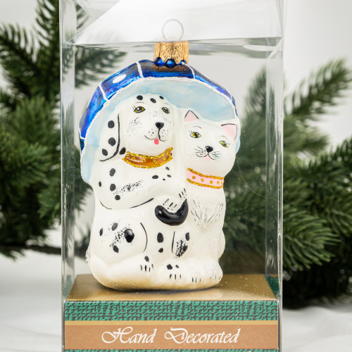 Елочное украшение Собака и Кот, стекло, 12 см., 1 шт., Витус (А274)