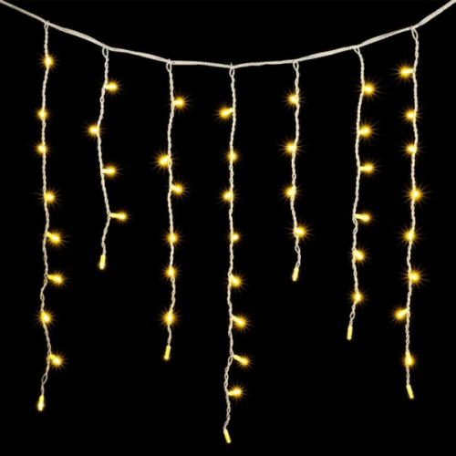  Светодиодная бахрома с колпачком 3,2*0,9 м., 168 теплых белых LED ламп, каучуковый белый провод, LTC (LL168-8-2WW)