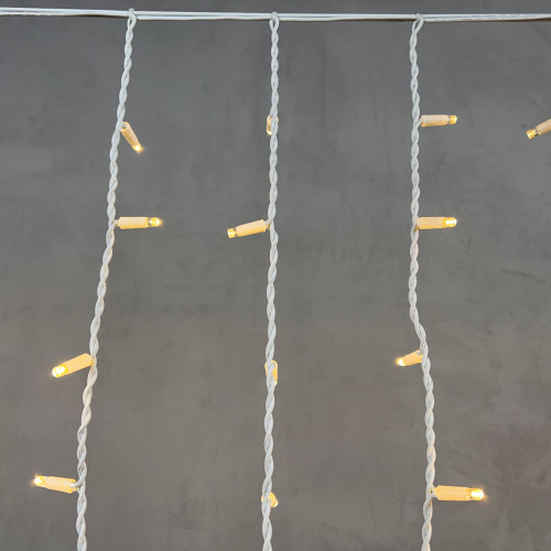  Светодиодная бахрома с колпачком 3,2*0,9 м., 168 теплых белых LED ламп, каучуковый белый провод, LTC (LL168-8-2WW)