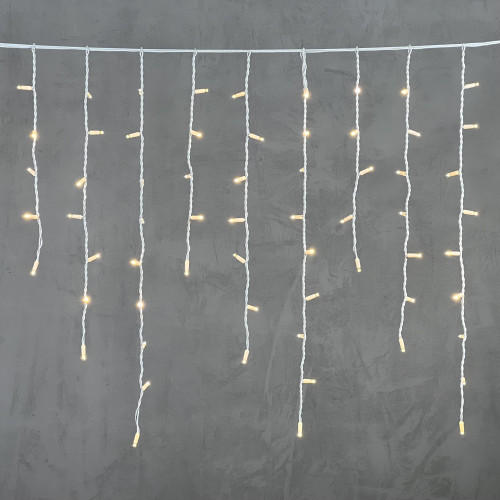  Светодиодная бахрома с колпачком 3,2*0,9 м., 168 теплых белых LED ламп, каучуковый белый провод, LTC (LL168-8-2WW)