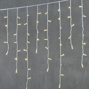  Светодиодная бахрома с колпачком 3,2*0,9 м., 168 теплых белых LED ламп, каучуковый белый провод, LTC (LL168-8-2WW)