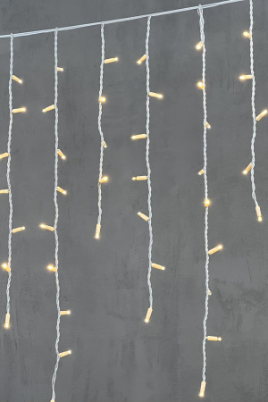  Светодиодная бахрома с колпачком 3,2*0,9 м., 168 теплых белых LED ламп, каучуковый белый провод, LTC (LL168-8-2WW)