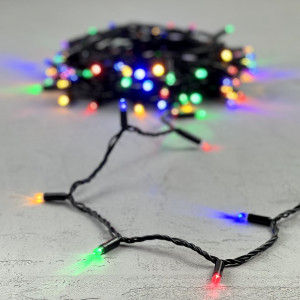  Светодиодная гирлянда с колпачком 100 разноцветных LED ламп 10 м., 24В., черный провод ПВХ, IP65, LTC (PST100CAP-11-1M)