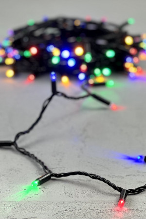  Светодиодная гирлянда с колпачком 100 разноцветных LED ламп 10 м., 24В., черный провод ПВХ, IP65, LTC (PST100CAP-11-1M)