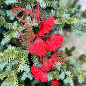 Ветвь Гинго красно-белая 73 см., 1 шт., Christmas DeLuxe (86666) 