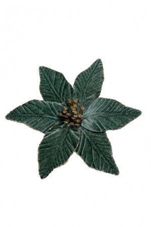 Декоративный цветок Пуансеттия 23 см., пыльно-зеленый, на клипсе, Christmas DeLuxe (89559)