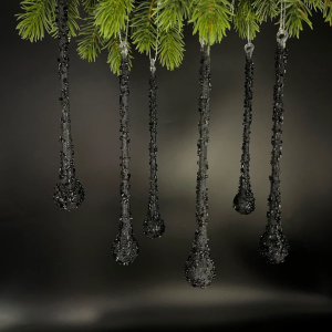 Набор сосулек Горный хрусталь 18 см., 6 шт., черный, стекло, Christmas DeLuxe (88717)